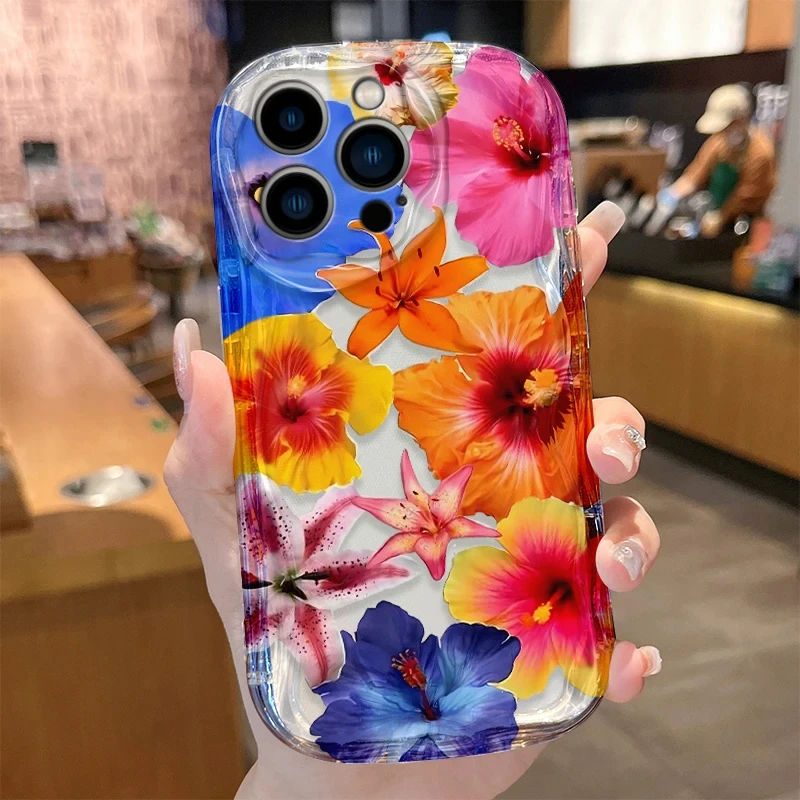 حافظة جميلة على شكل زهرة لهاتف آيفون 16 E 15 Pro Max 14 13 12 Mini 11 Pro Max XS X 8 7 Plus أغطية مقاومة للصدمات من السيليكون الناعم