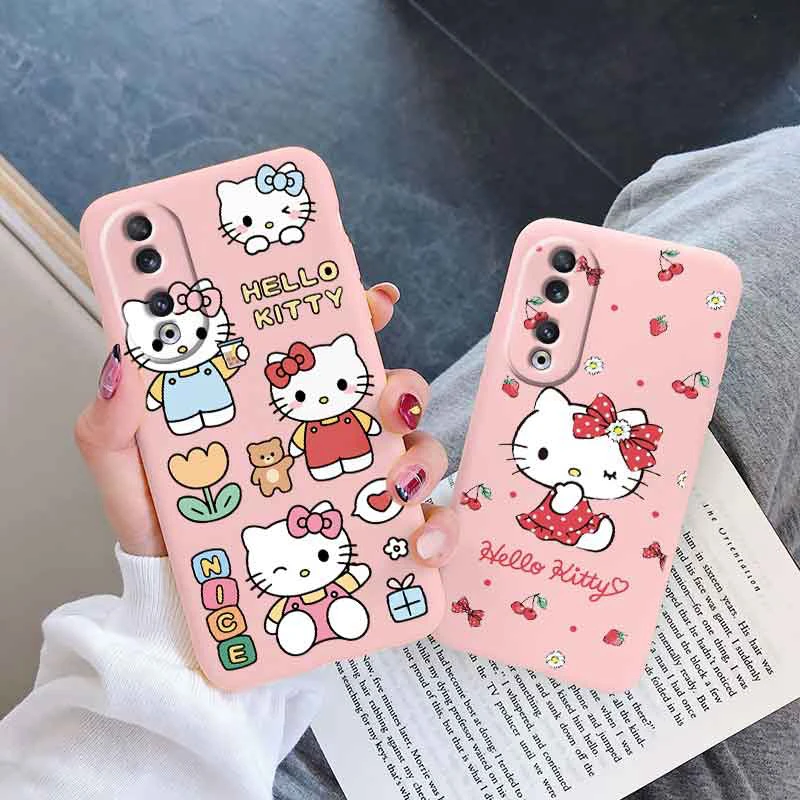 Custodia per telefono per Honor X7b Girl Cute Girls Anti-drop Cartoon Cinnamoroll Kuromi Hello Kitty Cover posteriore in Silicone Siling Shell