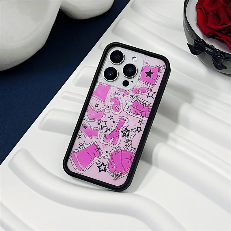 Wildflower Luxury Girls bow high heels Phone Case for iPhone 16 15 14 13 12 Pro Max Plus WF Rainbow Cute Cartoon Butterfly Cover