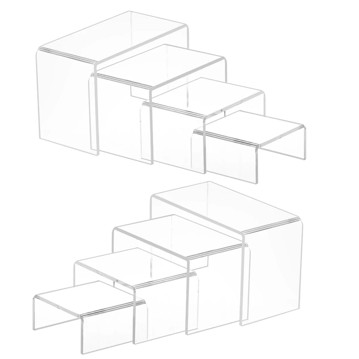 

CXZD-8 Pcs 2 Set Small Acrylic Risers, Thick Clear Acrylic Display Stand