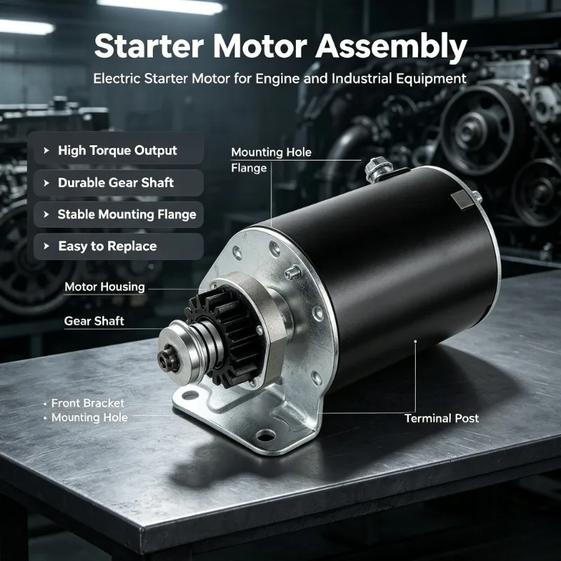 16 Teeth Lawn Mower Starter Motor 390838 497594 Fit 5 To 22 Engine For Garden Yard Power Equipment Replacement Repair