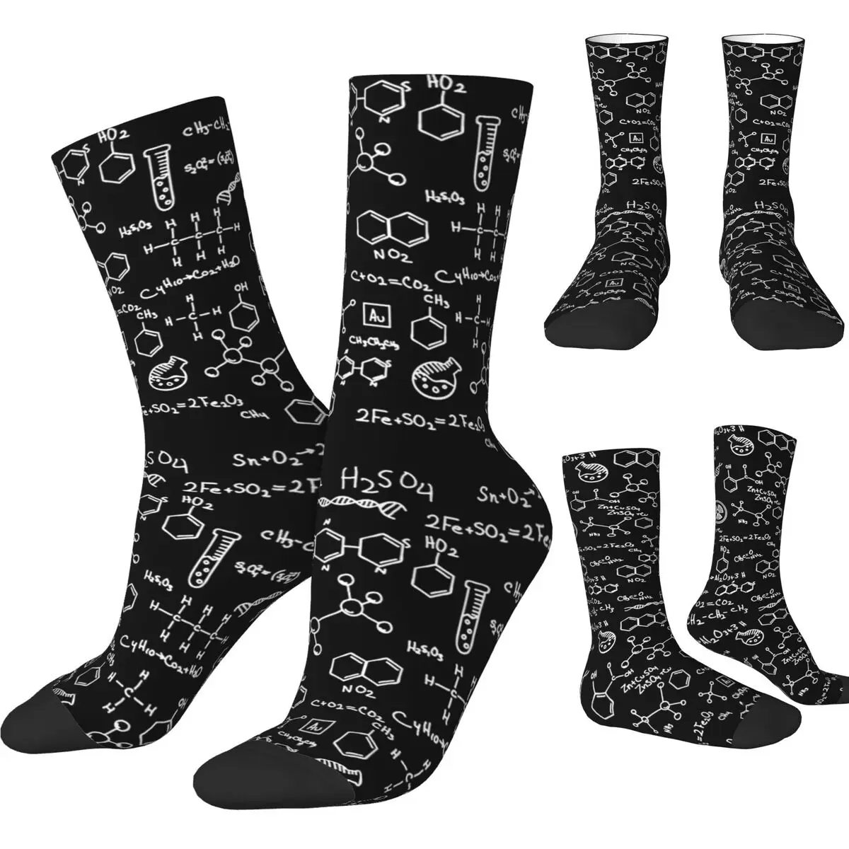 Calcetines deportivos antideslizantes de diseño loco para hombre y mujer, medias con patrón de química científica, calcetines cálidos de invierno