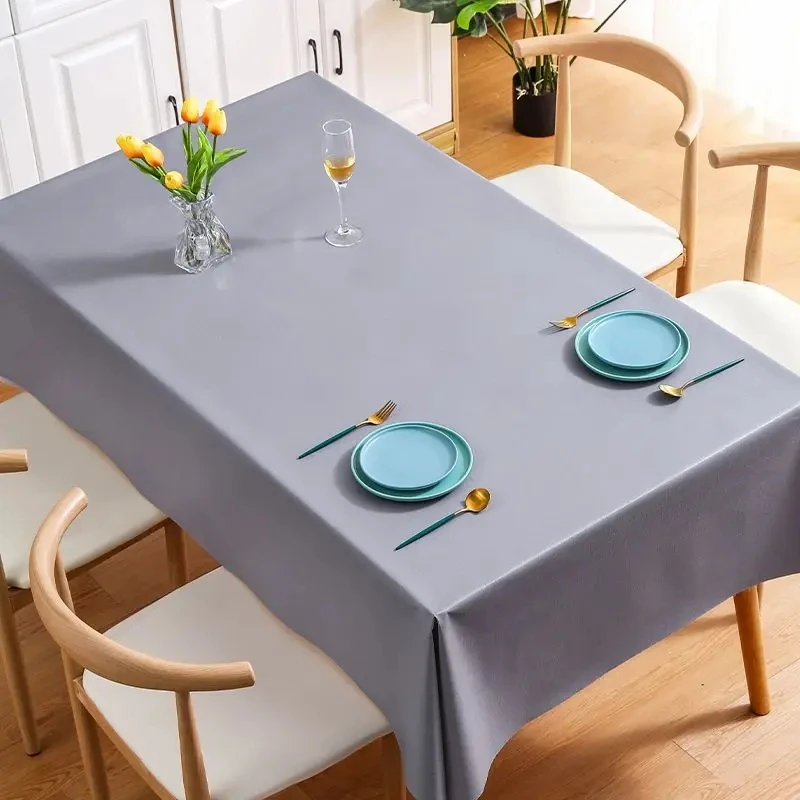 

New solid color rectangular PVC tablecloth, thickened tea mat waterproof and oil resistant home tablecloth