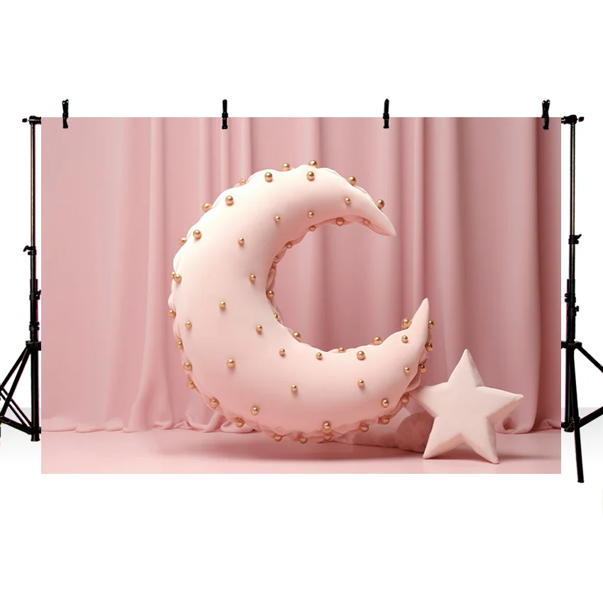 Mehofond Pink Moon Star Photography Backdrops Girl Birthday Party Baby Shower Decor Indoor Pregnant Background Photo Studio Prop