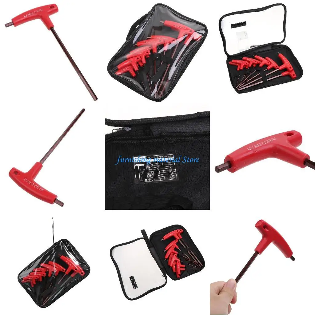 

Y5GD 9 Pieces/Set Durable for Key Set H1.5-H10 T-Handle Allen Wrench Set with Ergonomic Handle for Factory Auto Maintenan