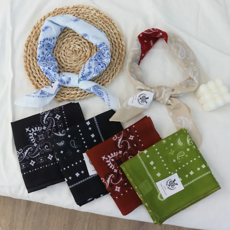 63CM 100% Cotton Cashew Small Square Towel Thin Type Decorative Scarf Air-Conditioned Room Neck Protection Scarf Square Scarf