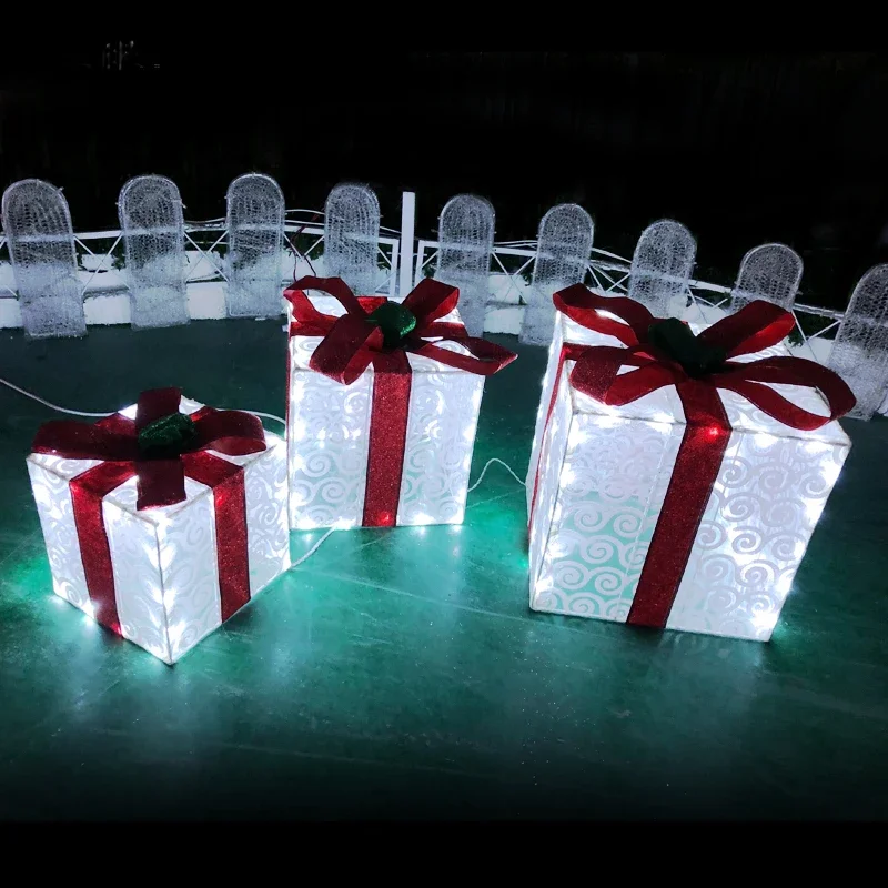 Decor china 3d rope motif light Christmas decoration gift box led light