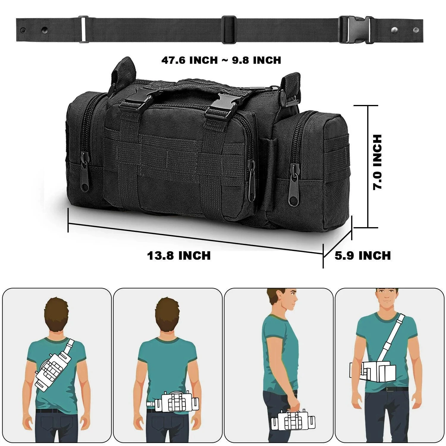 Tactische Heuptas Molle Outdoor Sport Borsttas Camouflage Crossbody Rugzak Multifunctionele Handtas Camping Wandeltas