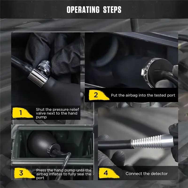 Car Air Bag Adapter Quick Intake Adapter Car Smoke Leak Detector Engine Air Intake Hose Air Drum Diagnostic Tool-M54K