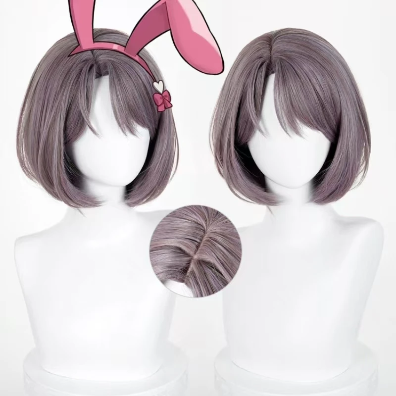 

Аниме-парик для косплея, молочно-коричневый, 30 см, термостойкий, синтетический, для Хэллоуина, с сеткой-розочкой