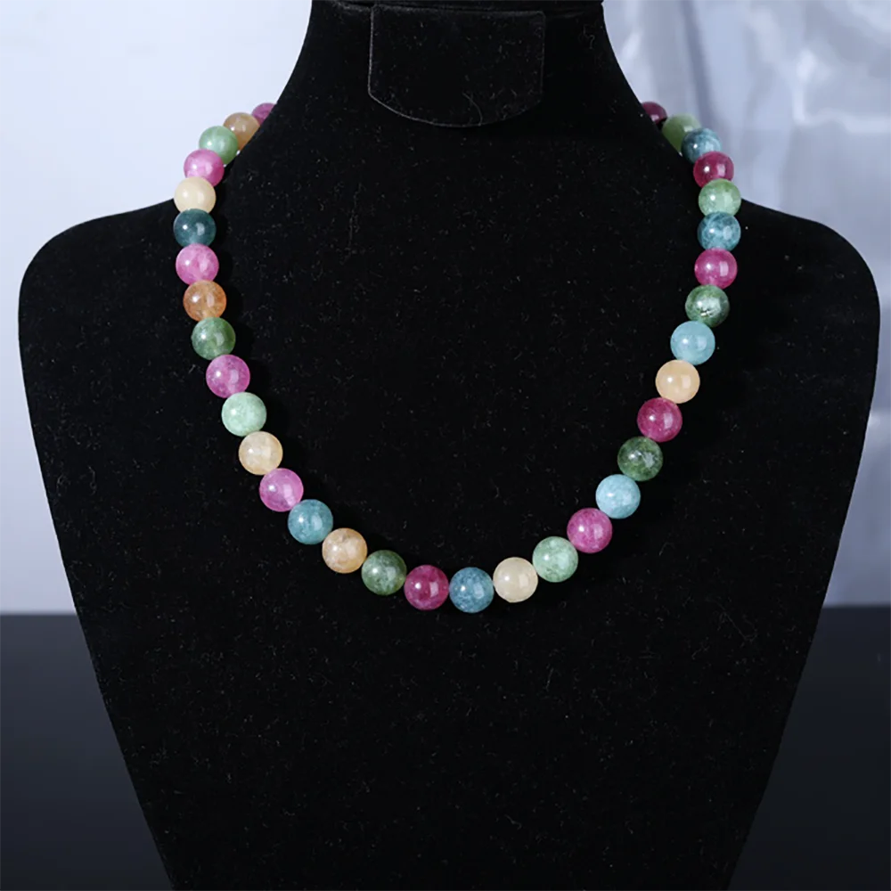 

High Quality Natural Colorful Tourmaline with 304 Stainless Steel Fashion Jewelry Gemstone Beads for Jewelry Making or Gift