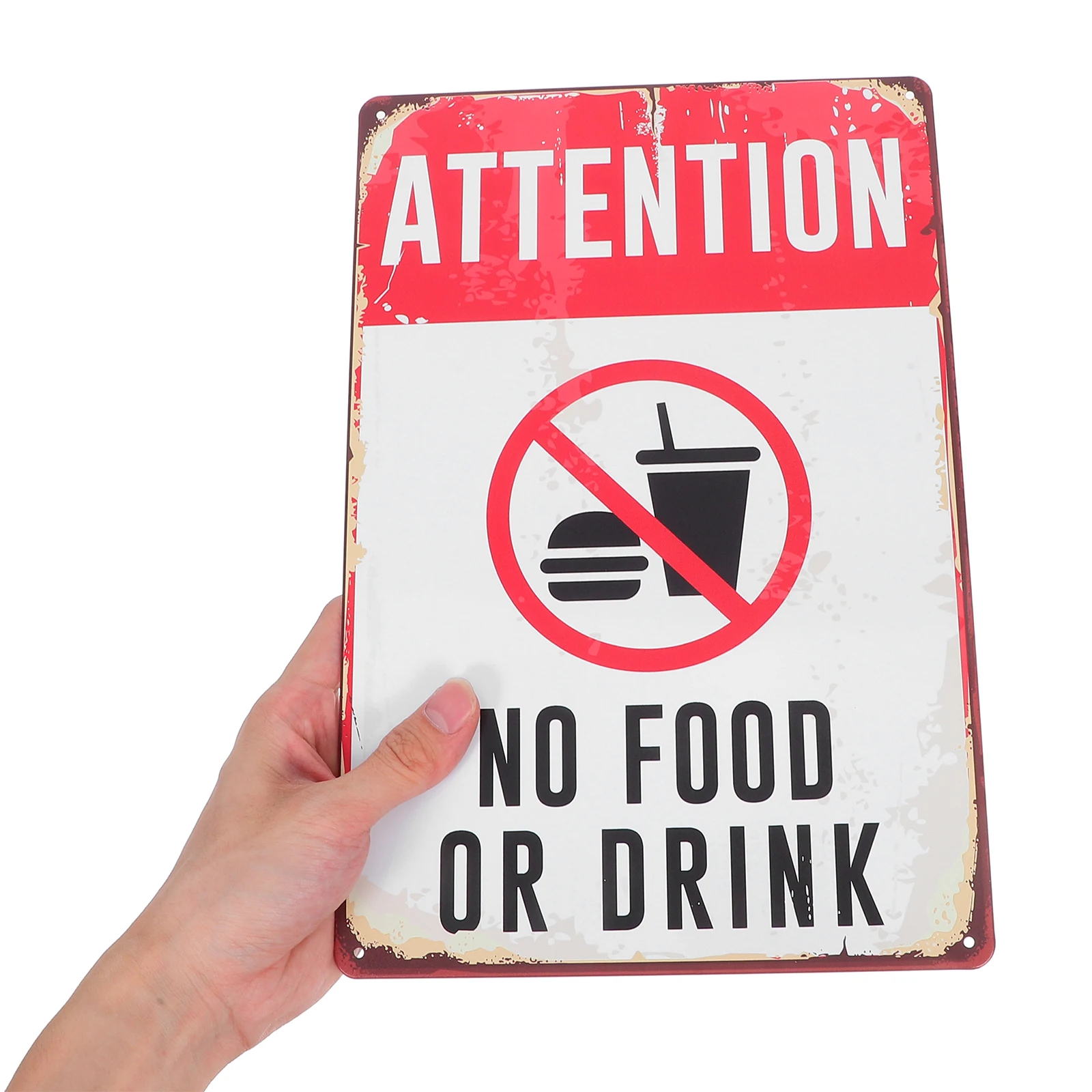 

2pcs Warning Sign No Food Drink Stickers Safety Signs Workshop No Eating Labels Decorative Wall Traffic for Subway