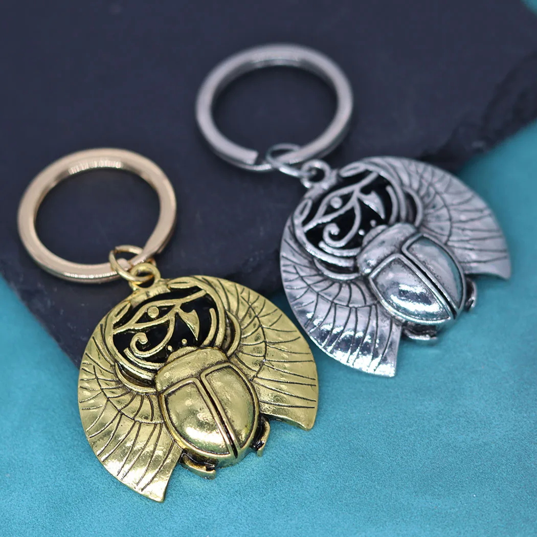 Evil Eyes Eye Of Horus Egyptian Insect Beetle Pendant Keychain Gothic Scarab Key Chains For Men Women Viking Amulet Jewelry Gift