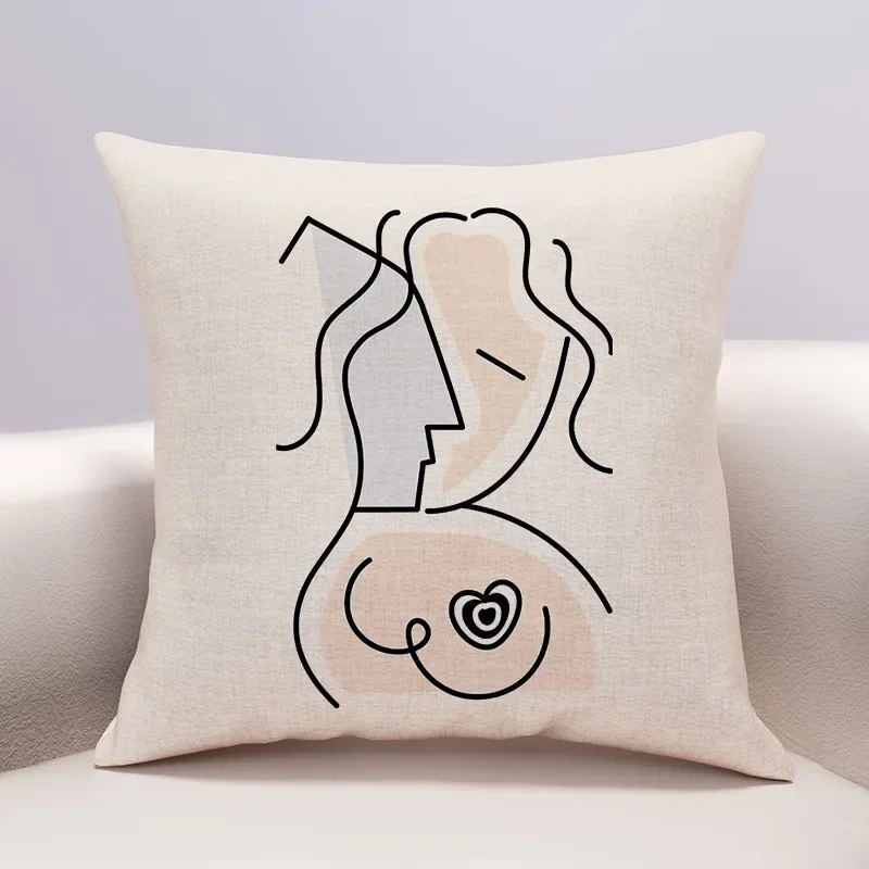 

Simple Modern Black and White Line Pillow Backrest Bay Window Sofa Living Room Pillowcase