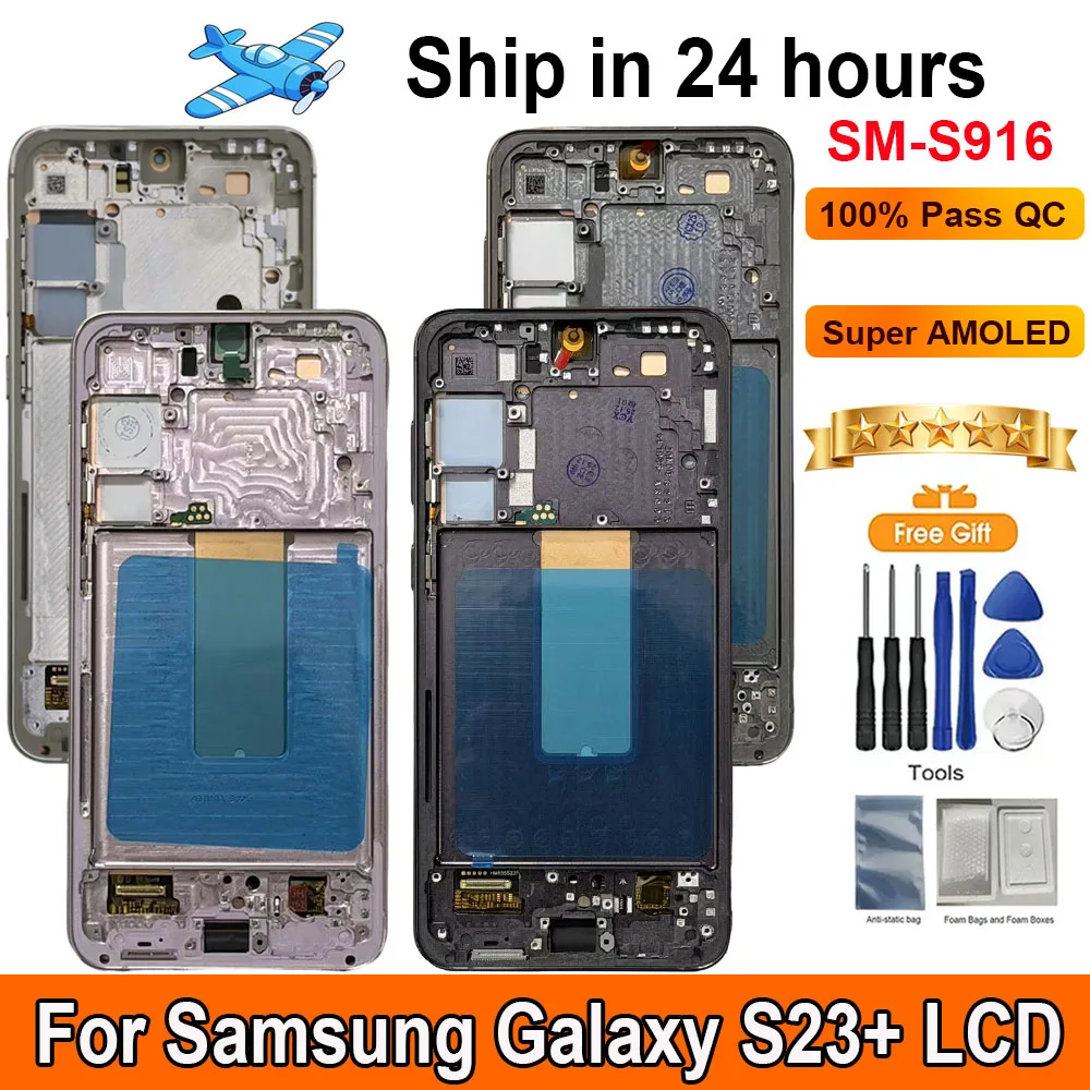

6,6-дюймовый AMOLED-дисплей для Samsung Galaxy S23+ с сенсорным экраном и рамкой, сменный экран S23 Plus SM-S916