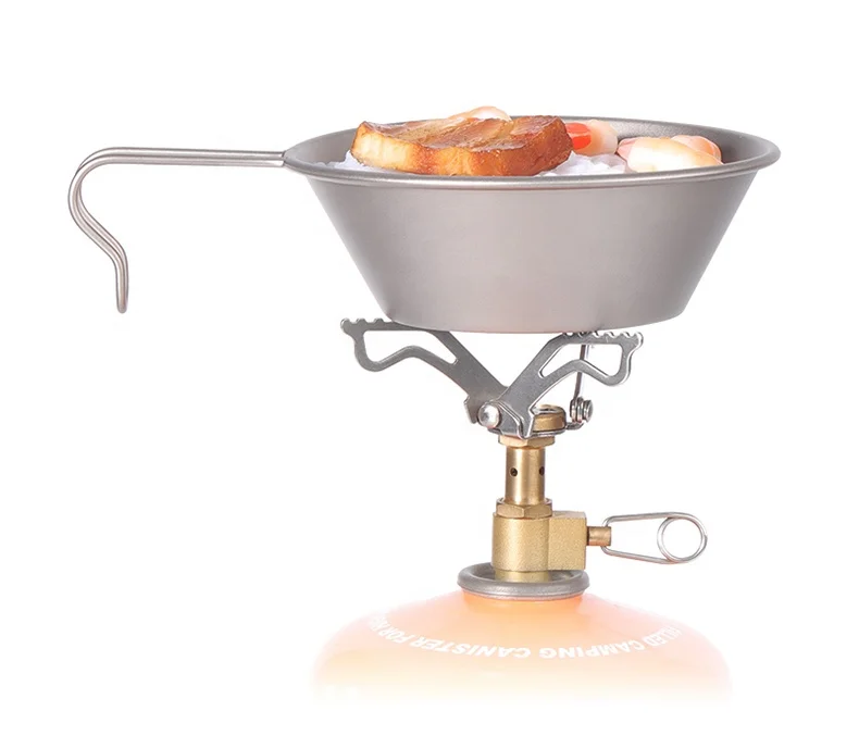 

Titanium Fixed Handle Bowl for Outdoor Activities-Stainless Steel Tableware for Climbing Hiking Backpacking Picnics Camping