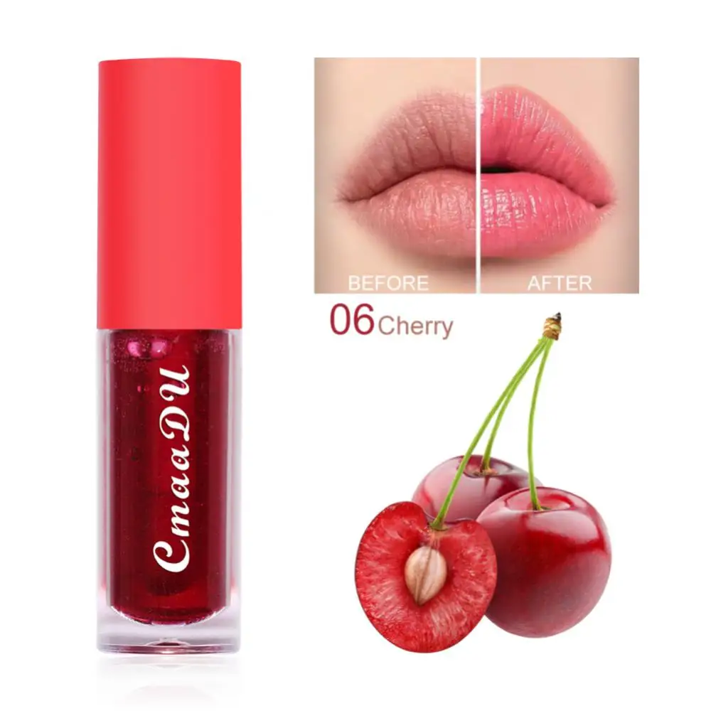 Strawberry Watery Lip Gloss Lip Glaze Fruit Lip Oil Hydrating Clear Liquid Lipstick Orange Blueberry Cherry Lip Tint Cosmetics