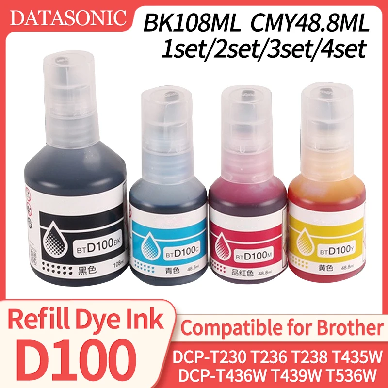 Novo estilo BT-D100 d100 tinta corante compatível para irmão DCP-T230 t236 t238 t430 t435w t436w t439w t536w t730w t735w t835 MFC-T930