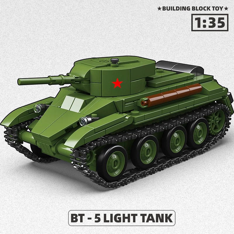

2026 new World War II 1/35 Soviet BT-5 light tank assembly model building blocks toy reconnaissance car 300006