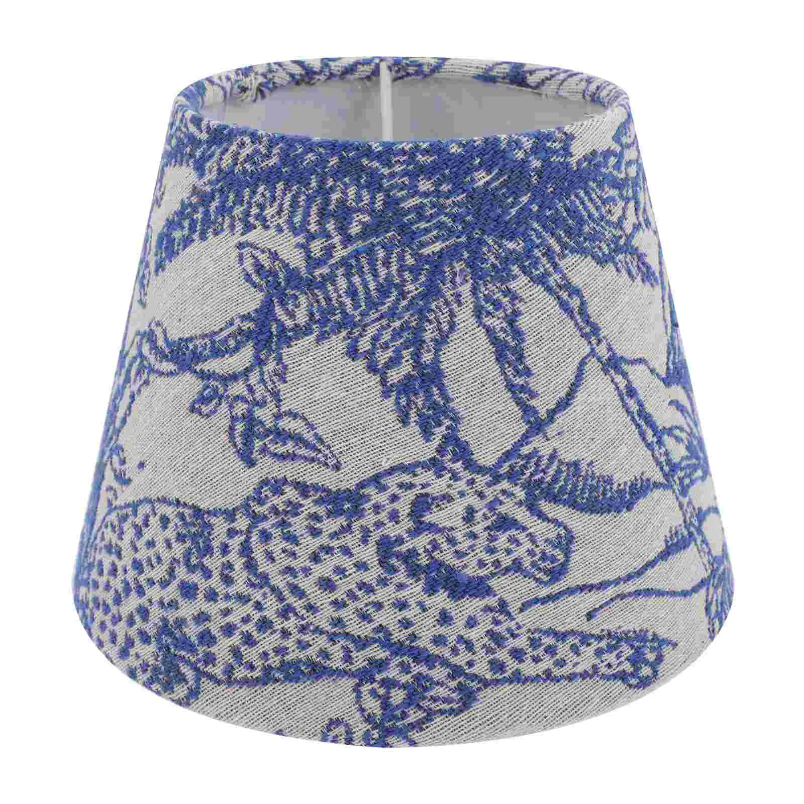 

Pendant Light Embroidered Fabric Lampshade Small Embroidery Bedside Table Cover Tropical Blue