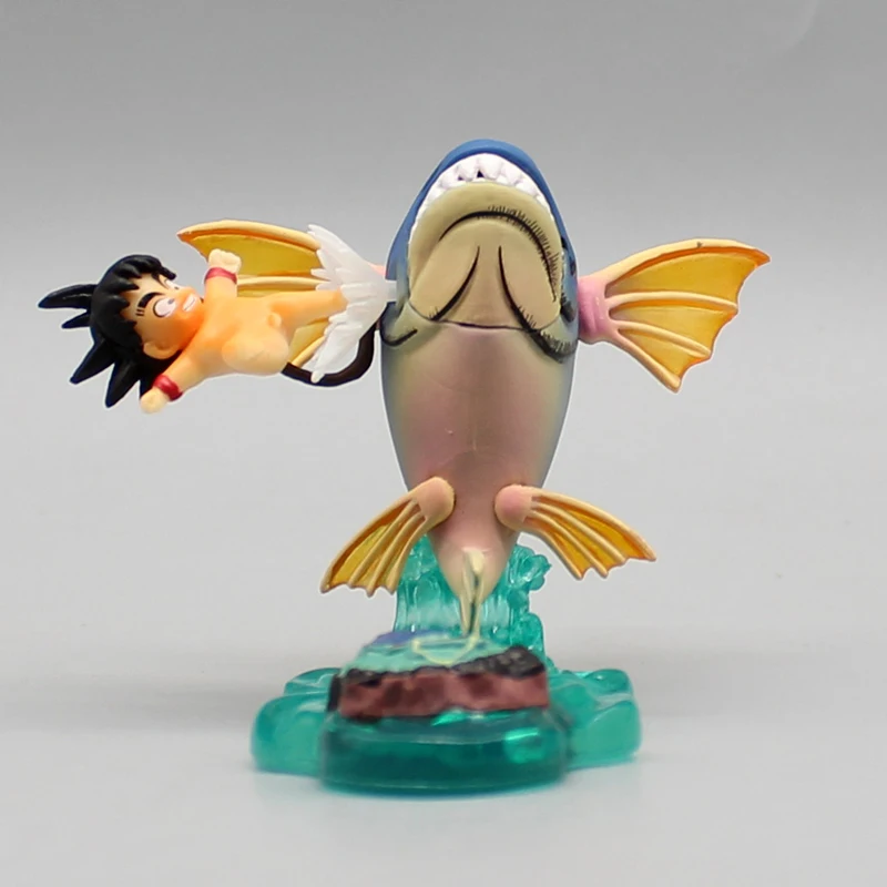 Figura de animación de Dragon Ball Son Goku Kakarotto Kick Fish, modelo de Anime, regalo Ornamental, Kit de garaje, adornos de decoración, 6cm