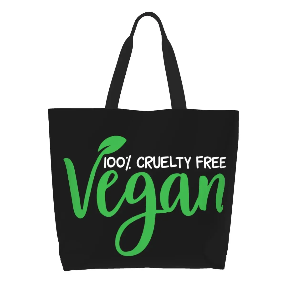 Vegan Nutrition Grocery Shopping Bags Cute Printed Canvas Shopper Shoulder Tote Bag Large Capacity Portable Veganism Handbag