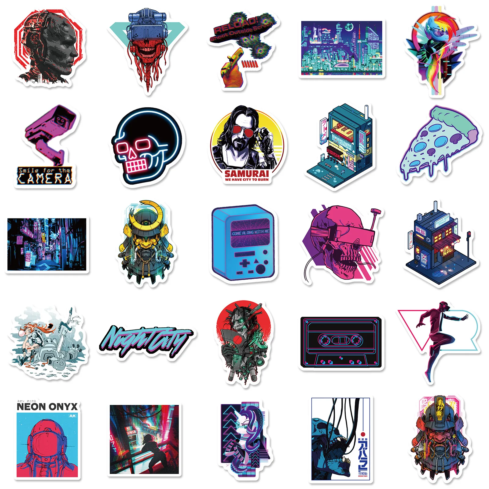 50pcs Punk Rock Sticker Pack, Cool Rock and Roll Stickers for Guitar Water Bottle Laptop Phone, Fashion Stickers for Teens Kids