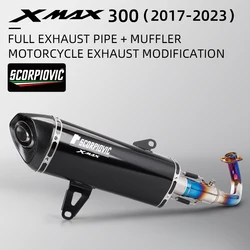 For XMAX300 xmax 2017-2023 Motorcycle Exhaust Escape Moto Muffler Slip on Motorcross Front Pipe Stainless Steel Tube