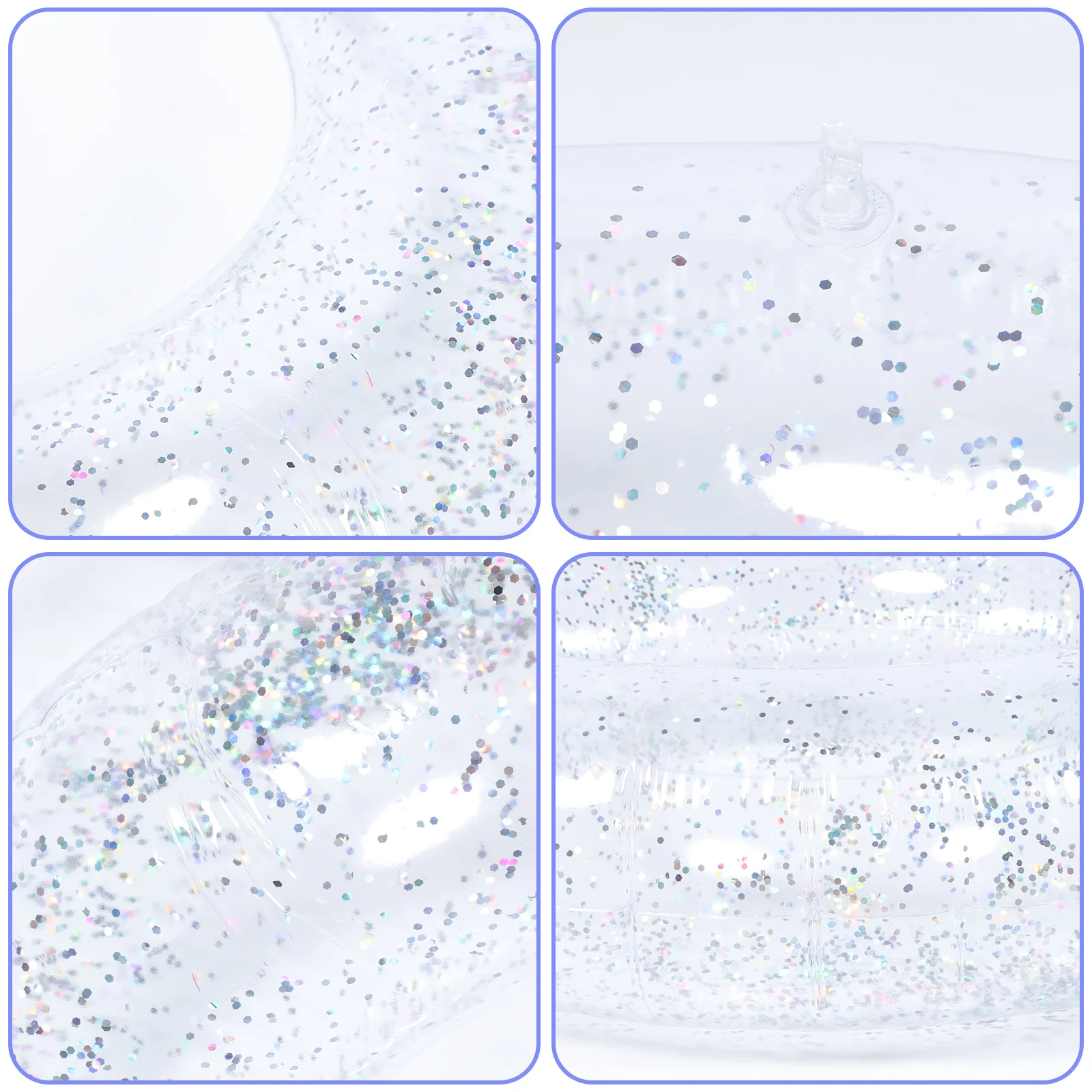 

Transparent Glitter Inflatable Swim Ring Large Size Lightweight Easy Inflate Floating Ring Pool Party Swimming Tube