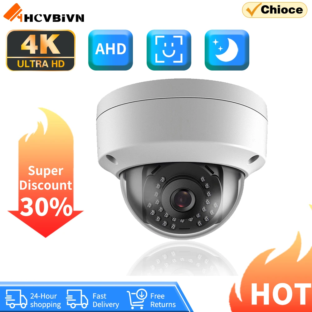 

AHD Camera 8MP 5MP 2MP Night Vision Vandal-proof Dome Outdoor Waterproof H.265 4K 1080P CCTV Security Surveillance AHD Camera