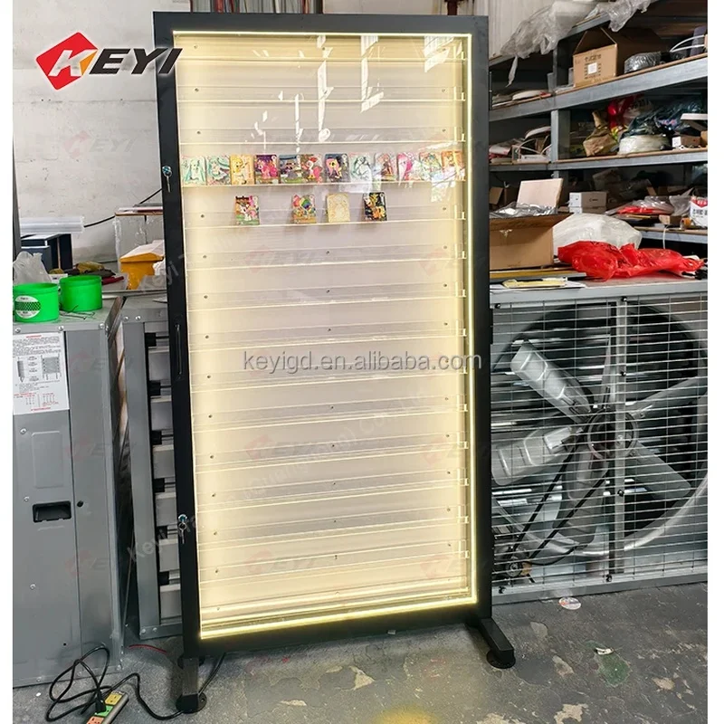 custom.Single and Double Sided Metal Frame Bracket Height Adjustable Acrylic Card Rails with Sliding Card Display