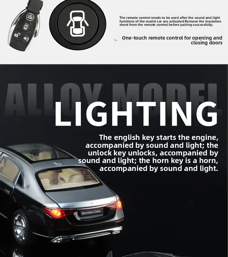 1:24 RC Auto Door S680 Alloy Car Model Sound Light Toy Diecast Alloy Car Model Collectible Gift