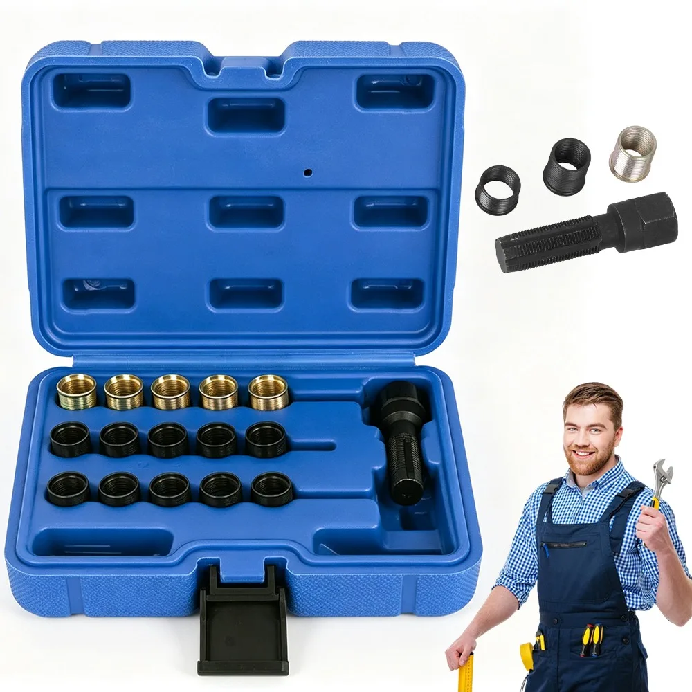 Zündkerzen-Reparaturset aus Schnellarbeitsstahl, M14*1,25*10mm M14*1,25*16mm Gewindereparatur-Kit, Werkzeug mit ergonomischem Design, einfach zu bedienen und geeignet für Kfz-Reparaturanwendungen.