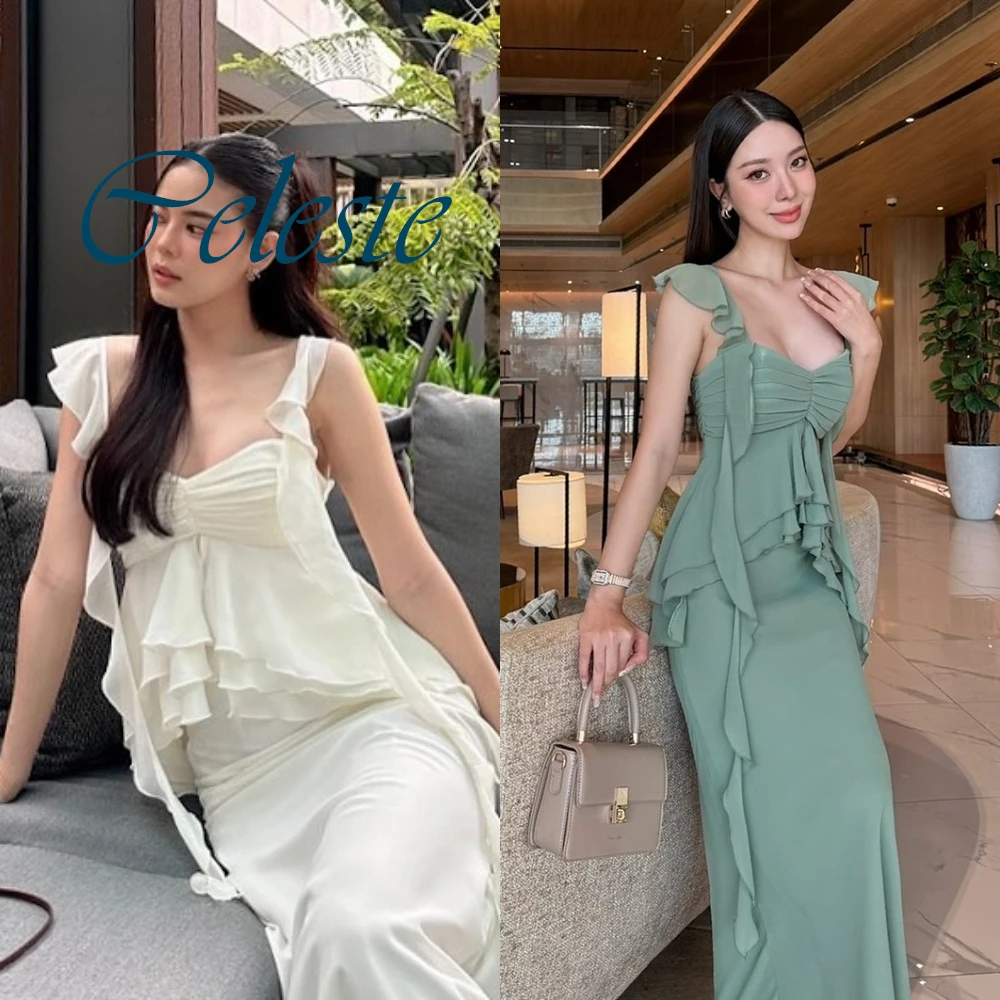 Customized Asymmetrical Side Slit  Evening Dress Spaghetti Straps Chiffon Homecoming Dress  Fashion  Celebrity Gowns