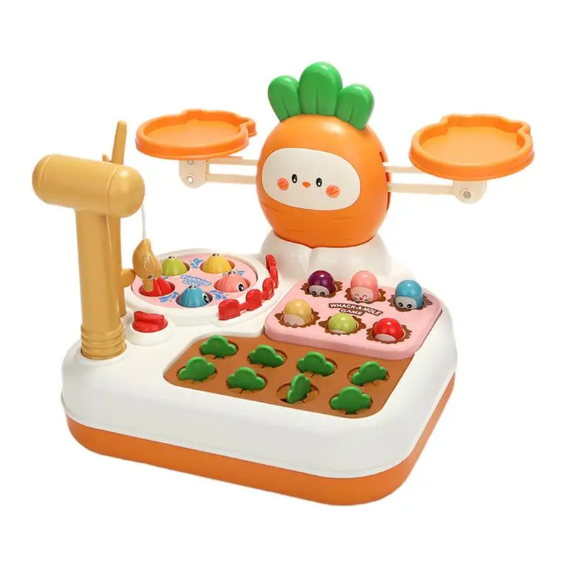 

Toddler Carrot Toy 4 in 1 Balance Scale Whack Mole Carrot Pulling Toy Educational Early Learning Toys Multifunctional Toddler