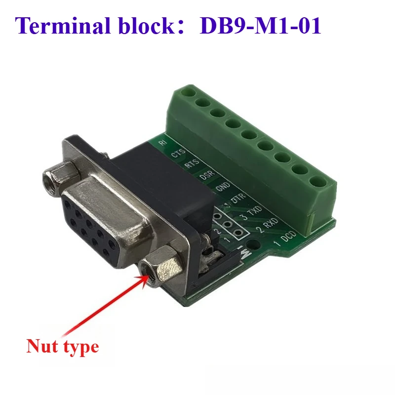 1pcs DB9  Female Adapter Signals Terminal Module RS232 RS485 Serial To Terminal 9-Pin 9-Hole Connector