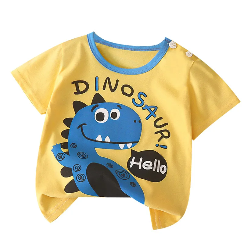 

Children's Short Sleeved Pure Cotton Summer New 2024 Boy Baby T-shirt Cartoon Girl Short Sleeved Korean Version Single Top