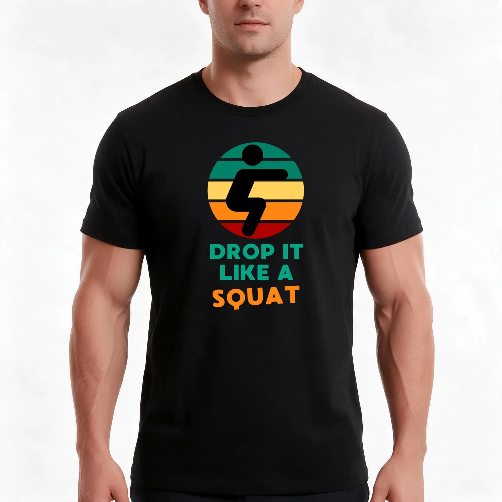 DROP IT LIKE A SQUAT FITNESS GYM JOKE T-Shirt Summer Casual Cotton Tee Oversized Streetwear Tops Vintage Graphic Print
