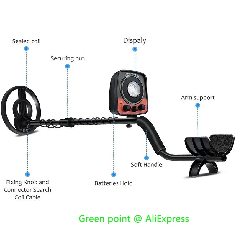 كاشف المعادن MD-5021 حساسية متعددة الوظائف مع مصباح ليد جيب كشف الذهب عمق الأسلاك دبوس مؤشر صغير ومحمول