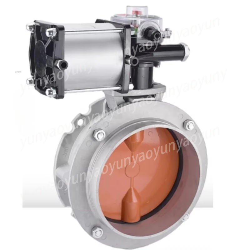 DN200 Pneumatic Flanged Dust Butterfly Valve Aluminum Alloy Cement Silo Powder Control Manual Pneumatic Dual Use Valve