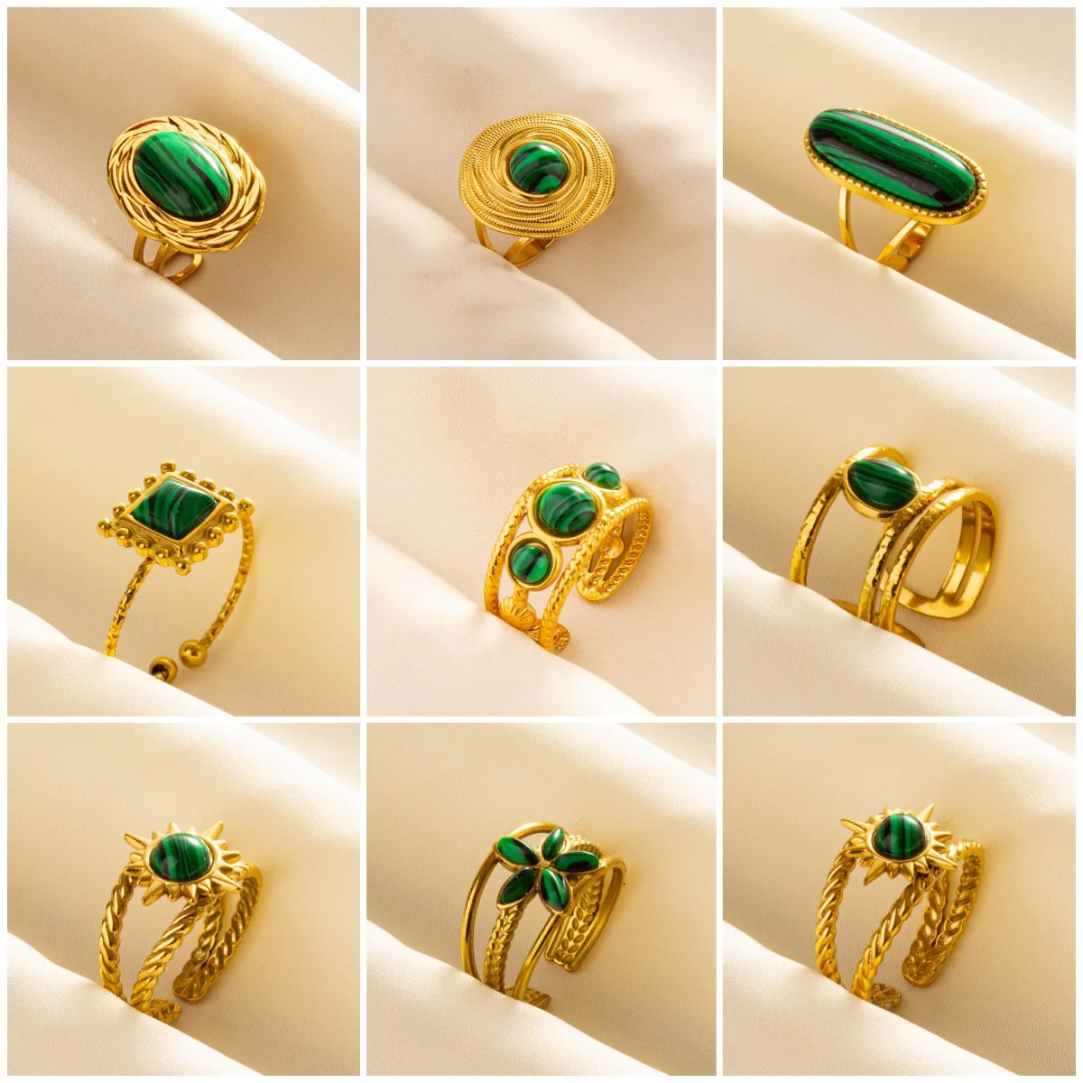 Anillos de acero inoxidable para hombres y mujeres, joyería de dedo, Pentagonal, pétalo, Pentagonal, gota, Retro, verde, nuevo, 2024
