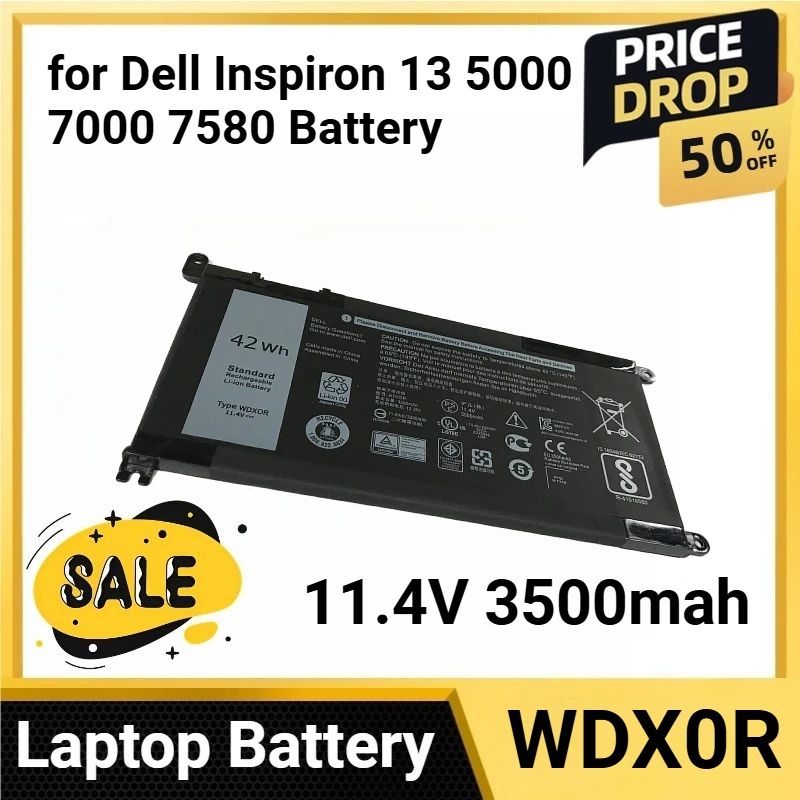 

WDX0R 42Wh for Dell Inspiron 13 5000 7000 7580 Battery 3CRH3 11.4V 3500mah