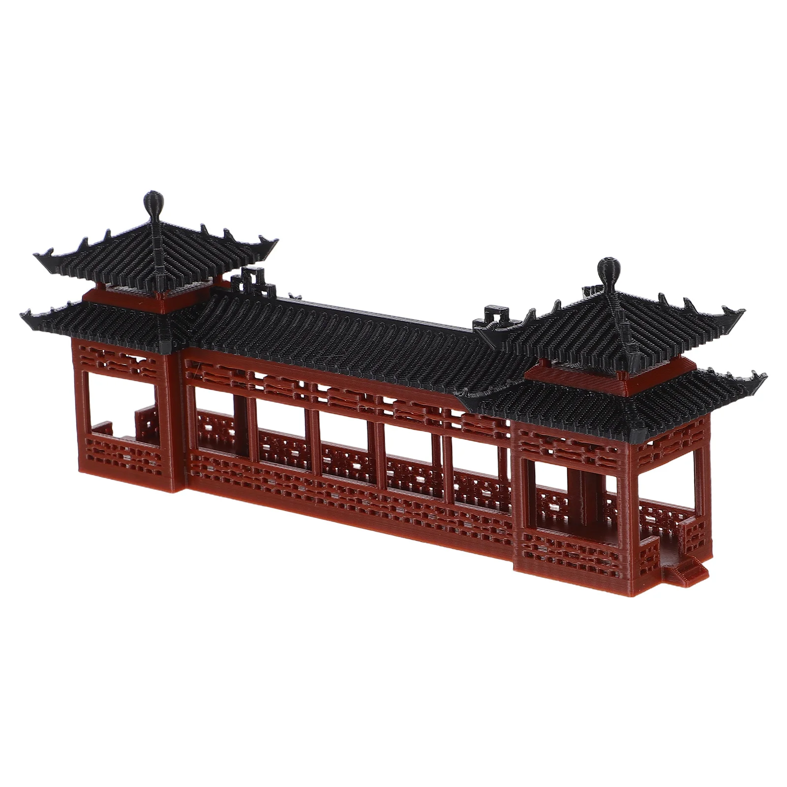 Miniatur-asiatische Architektur, einzigartiger Pavillon, Korridor, Kunststoff, antikes Gebäude für Mikrogarten-Dekor im chinesischen Stil