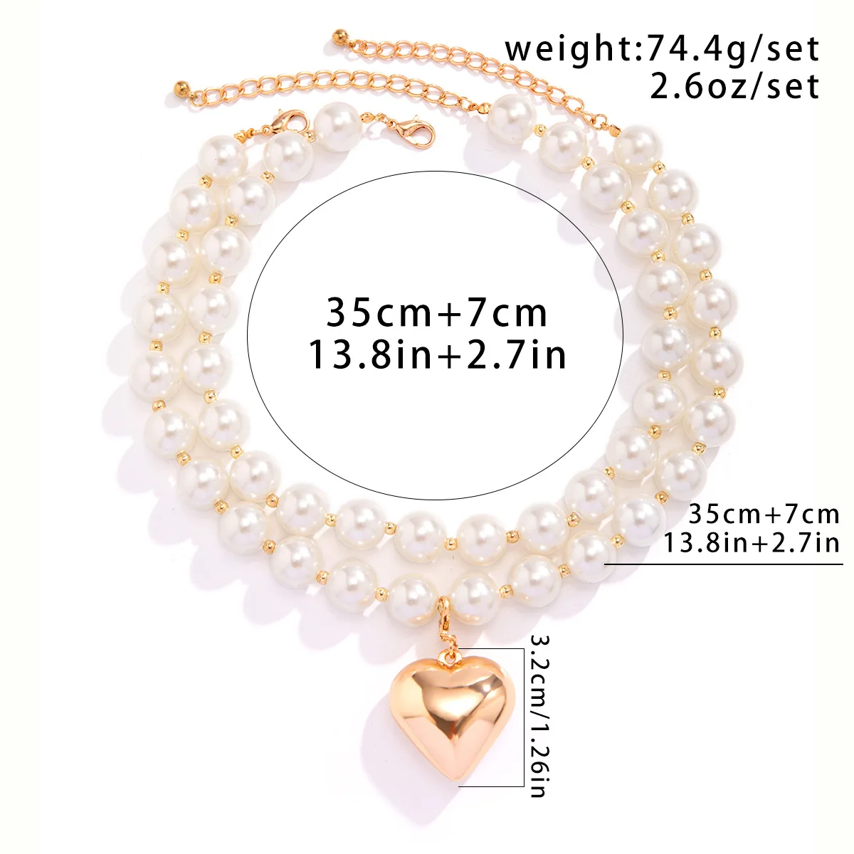 Fashionable Multi-layer Beaded Heart Shaped Necklace