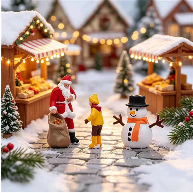 1/64 Christmas Santa Claus Distribution Gift Set Combination Miniature Resin Model Sand Table Scene Matching Birthday Gift