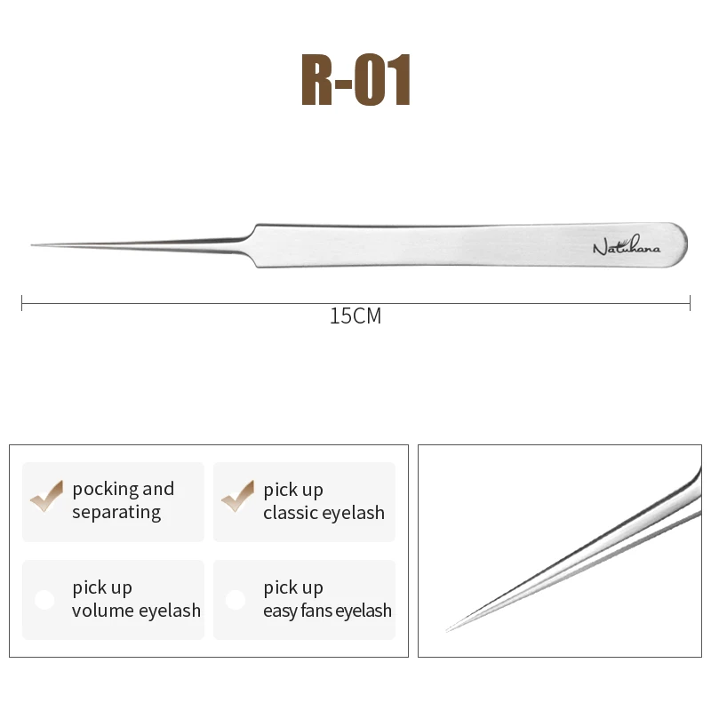 NATUHANA Antistatische gerade Wimpernverlängerungspinzette, industrielle Präzision, gebogene gerade Wimpern-Augenbrauenpinzette, Make-up-Tools