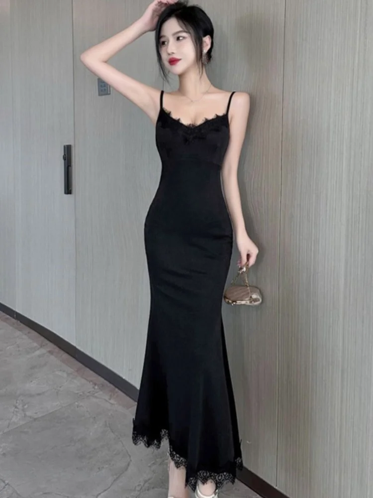

Sexy Lace Patchwork Womens Dresses Elegant Spaghetti Strap Bodycon Evening Party Midi Dress Summer Female Slim Vestidos Mujer