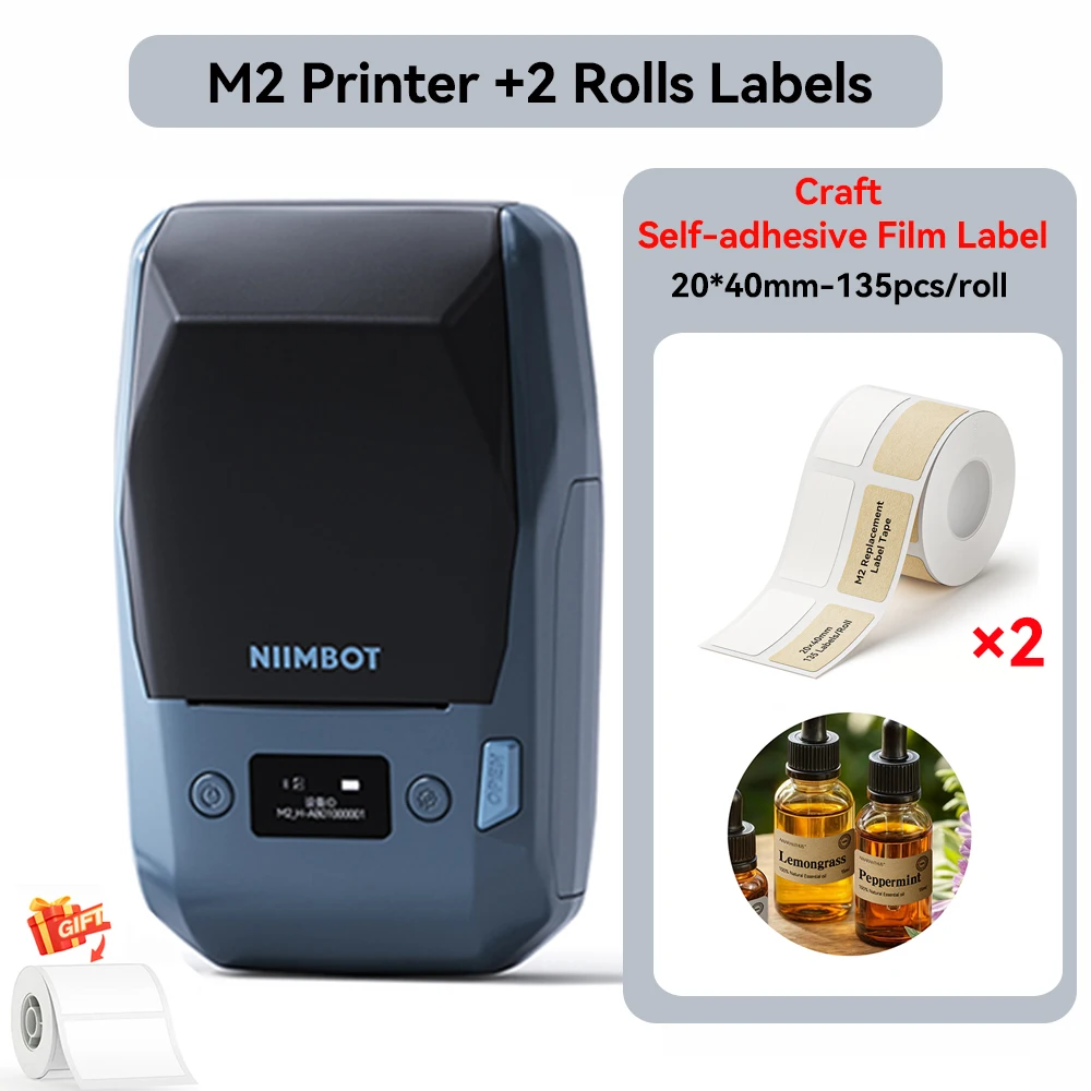 Niimbot M2 Thermische Transfer Labelprinter 300 DPI High Definition Draadloos 20-50 mm Printbreedte Label Maker Ondersteuning Telefoon/PC