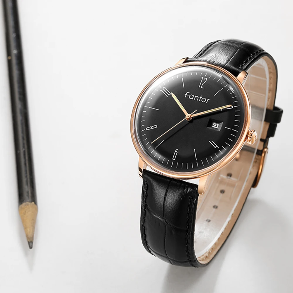 Fantor Brand Business Men Wristwatch Leather Date Luminous Hand Homme Quartz Watch Cloock Waterproof Fashiion Watch