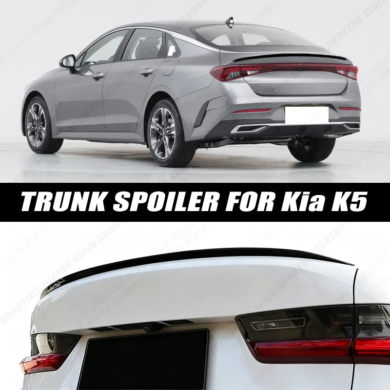 120CM Glossy Black Soft Rubber Universal Rear Trunk Spoiler 5D Carbon Look Tail Wing Fit For Kia K5 Car Accessories